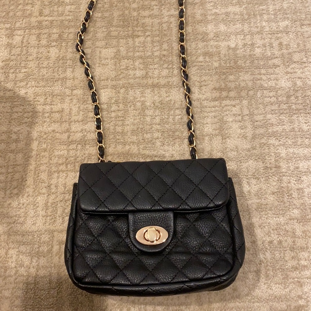Black and gold cross body bag